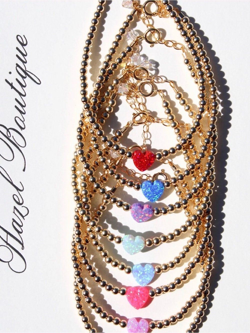 Hazel Boutique Heart Pink Opal Bracelet